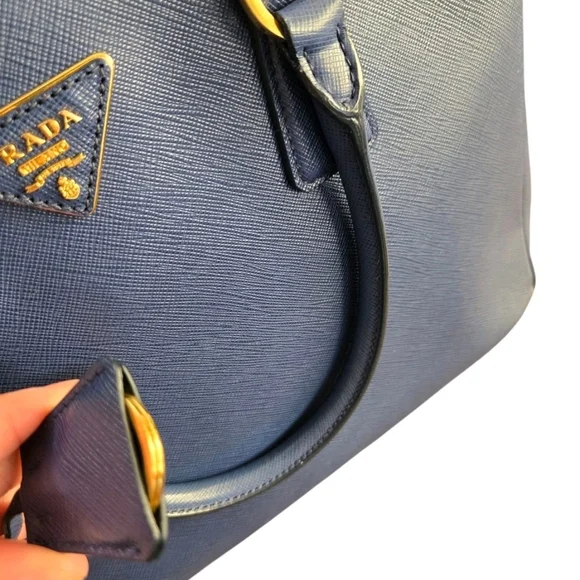Authentic Prada Navy Blue Leather Tote Bag - Picture 7 of 13